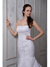 Prom Dress Fashionable Mermaid Strapless Court Train Taffeta and Lace