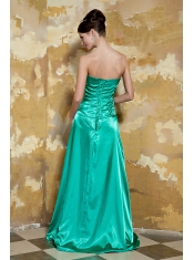 Prom Dress Green Empire Sweetheart Brush Train Silk Like Satin Beading