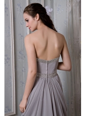 Prom Dress Grey Empire Sweetheart Brush Train Chiffon Beading