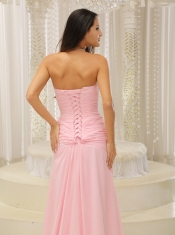 Prom Dress High Slit and Ruched Bodice Beading Sweetheart For Custom Made