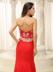 Prom Dress High Slit Sweetheart Appliques Decorate Bust