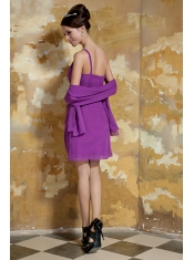 Prom Dress Lavender Empire One Shoulder Mini-length Chiffon Beading