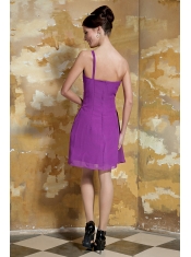 Prom Dress Lavender Empire One Shoulder Mini-length Chiffon Beading