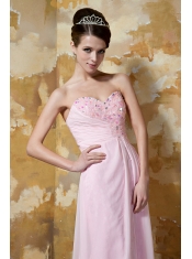 Prom Dress Light Pink Empire Sweetheart Brush Train Chiffon Beading