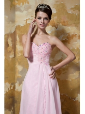 Prom Dress Light Pink Empire Sweetheart Brush Train Chiffon Beading