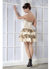 Prom Dress Light Yellow Column Sweetheart Mini-length Taffeta Beading