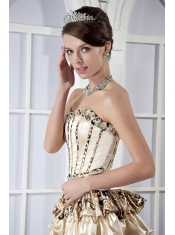 Prom Dress Light Yellow Column Sweetheart Mini-length Taffeta Beading