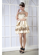 Prom Dress Light Yellow Column Sweetheart Mini-length Taffeta Beading
