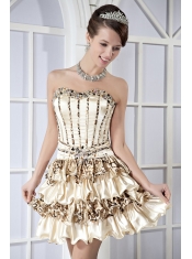Prom Dress Light Yellow Column Sweetheart Mini-length Taffeta Beading