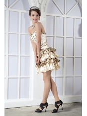 Prom Dress Light Yellow Column Sweetheart Mini-length Taffeta Beading