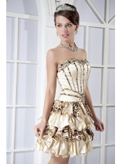 Prom Dress Light Yellow Column Sweetheart Mini-length Taffeta Beading