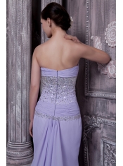 Prom Dress Lilac Column Sweetheart Court Train Chiffon Beading