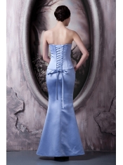 Prom Dress Lilac Mermaid Strapless Ankle-length Satin Ruch