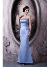 Prom Dress Lilac Mermaid Strapless Ankle-length Satin Ruch