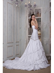 Prom Dress Luxurious A-line Sweetheart Brush Train Taffeta Appliques