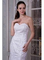 Prom Dress Perfect Mermaid Strapless Court Train Taffeta and Lace