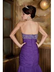 Prom Dress Purple Mermaid Sweetheart Brush Train Chiffon Beading