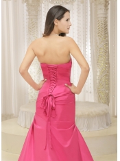 Prom Dress Rose Pink A-line and Bowknot For Ruched Bodice Custom Made Satin