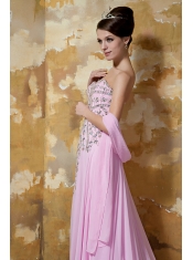 Prom Dress Rose Pink Empire Sweetheart Brush Train Chiffon Beading