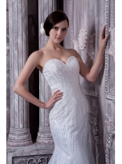 Prom Dress White Mermaid Sweetheart Floor-length Elastic Woven Satin and Organza Beading