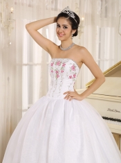 2013 Quinceanera Dress White Embroidery For Custom Made