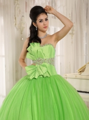 Beaded Bowknot Quinceanera Dress For Spring Green Custom Made