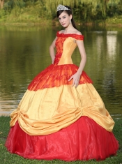 Quinceanera Dress Colorful Off The Shoulder Neckline For With Appliques