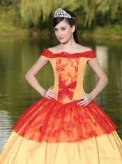 Quinceanera Dress Colorful Off The Shoulder Neckline For With Appliques