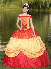 Quinceanera Dress Colorful Off The Shoulder Neckline For With Appliques