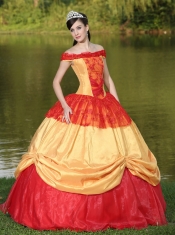 Quinceanera Dress Colorful Off The Shoulder Neckline For With Appliques