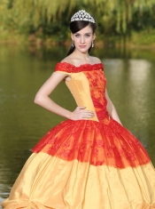 Quinceanera Dress Colorful Off The Shoulder Neckline For With Appliques