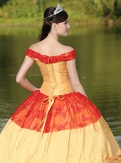 Quinceanera Dress Colorful Off The Shoulder Neckline For With Appliques