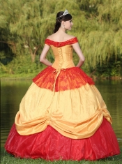 Quinceanera Dress Colorful Off The Shoulder Neckline For With Appliques