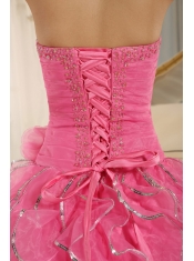 2013 Ruffles and Beaded Quinceanera Dress Custom Made For Rose Pink