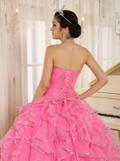 2013 Ruffles and Beaded Quinceanera Dress Custom Made For Rose Pink