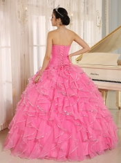 2013 Ruffles and Beaded Quinceanera Dress Custom Made For Rose Pink