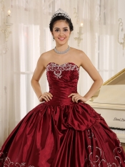 Quinceanera Dress Custom Made Beaded and Embroidery Decorate Black and Wine Red