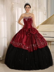 Quinceanera Dress Custom Made Beaded and Embroidery Decorate Black and Wine Red