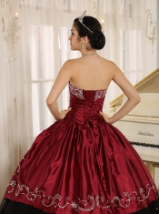 Quinceanera Dress Custom Made Beaded and Embroidery Decorate Black and Wine Red