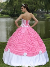 Quinceanera Dress Custom Made Strapless Ball Gown Rose Pink and Pick-ups