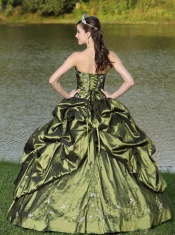 Quinceanera Dress Custom Size Strapless  Beaded Decorate With Olive Green