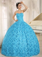 Embroidery and Sequins Quinceanera Dress On Tulle Sweetheart Teal