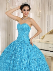 Embroidery and Sequins Quinceanera Dress On Tulle Sweetheart Teal