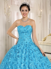 Embroidery and Sequins Quinceanera Dress On Tulle Sweetheart Teal