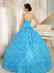 Embroidery and Sequins Quinceanera Dress On Tulle Sweetheart Teal
