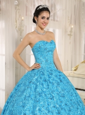 Embroidery and Sequins Quinceanera Dress On Tulle Sweetheart Teal