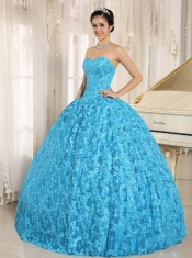 Embroidery and Sequins Quinceanera Dress On Tulle Sweetheart Teal