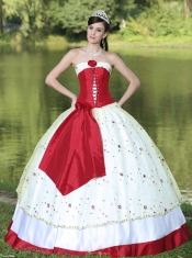 Quinceanera Dress Flower Decorate Strapless Neckline Colorful