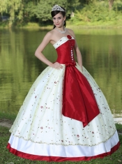 Quinceanera Dress Flower Decorate Strapless Neckline Colorful