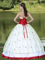 Quinceanera Dress Flower Decorate Strapless Neckline Colorful